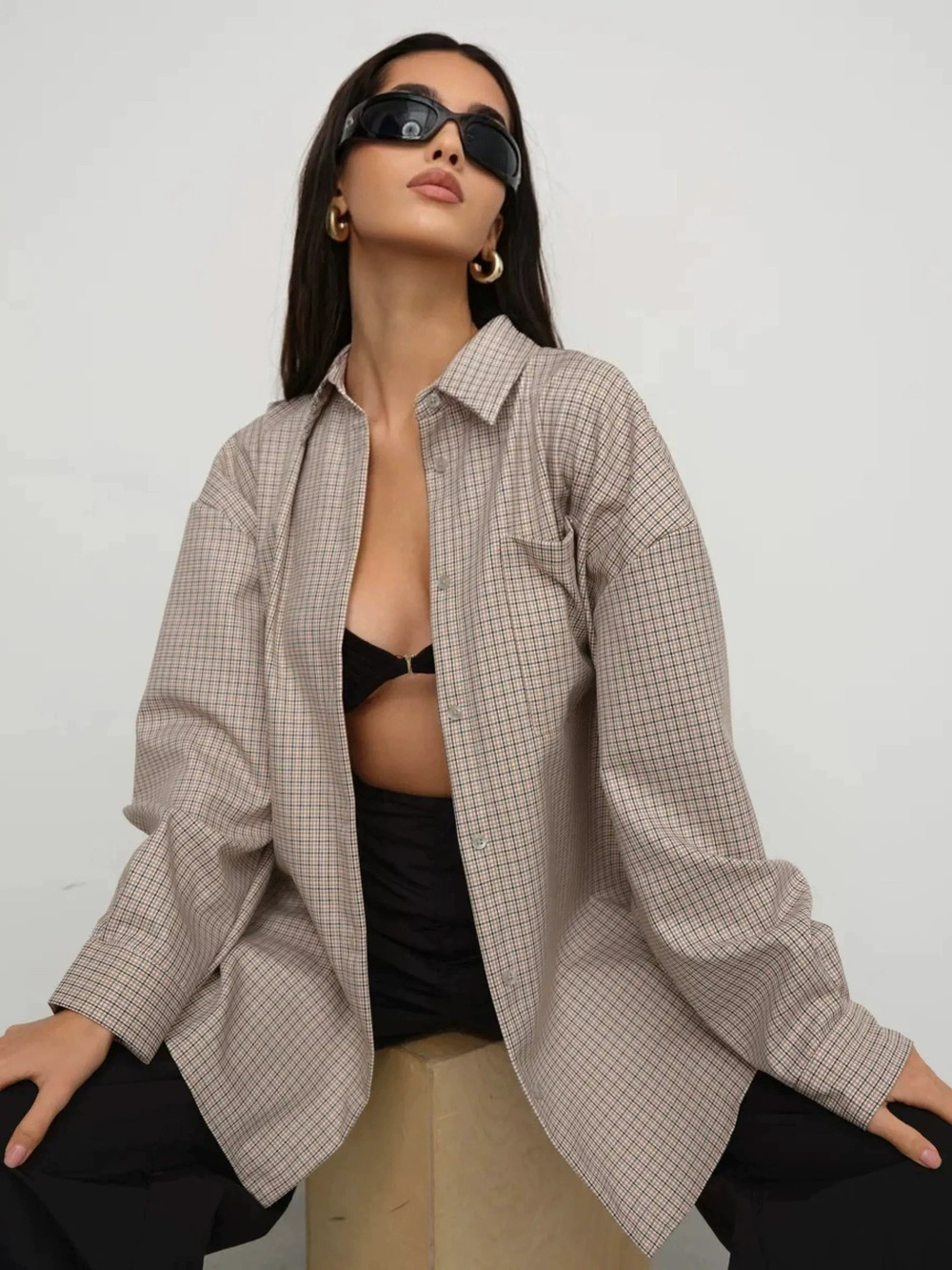 Zara Vintage Plaid Shirt Cardigan Oversized Spring Summer
